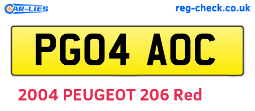PG04AOC are the vehicle registration plates.