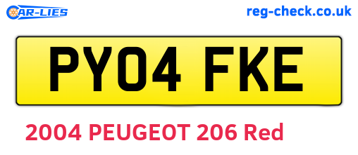 PY04FKE are the vehicle registration plates.