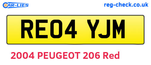 RE04YJM are the vehicle registration plates.
