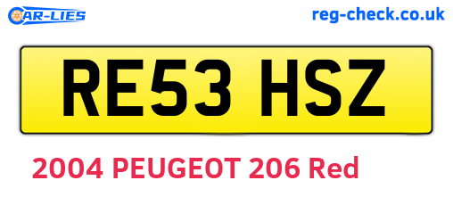 RE53HSZ are the vehicle registration plates.