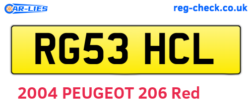 RG53HCL are the vehicle registration plates.