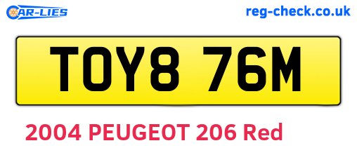 TOY876M are the vehicle registration plates.