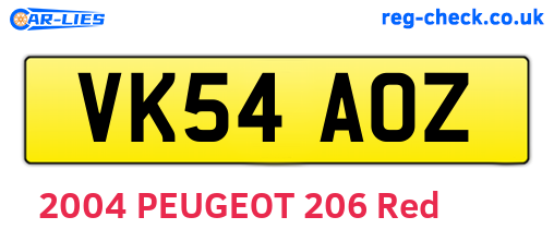 VK54AOZ are the vehicle registration plates.