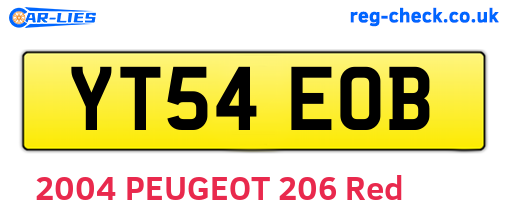YT54EOB are the vehicle registration plates.