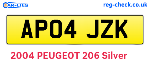 AP04JZK are the vehicle registration plates.