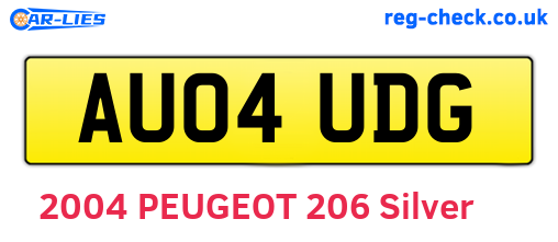 AU04UDG are the vehicle registration plates.