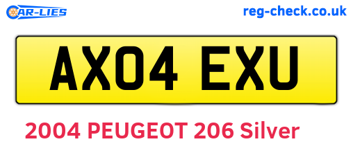 AX04EXU are the vehicle registration plates.