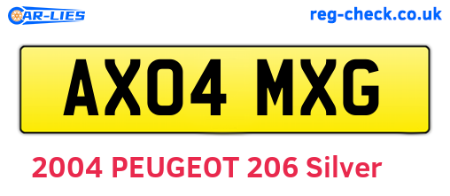 AX04MXG are the vehicle registration plates.