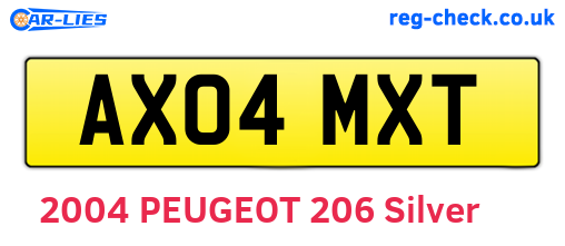 AX04MXT are the vehicle registration plates.