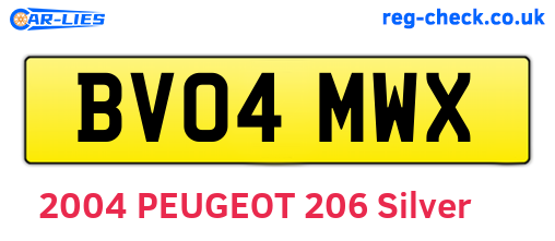 BV04MWX are the vehicle registration plates.