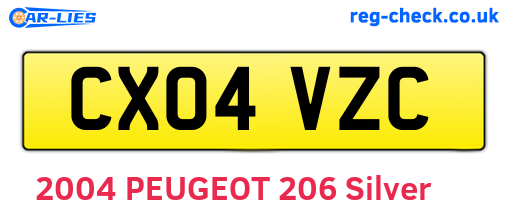 CX04VZC are the vehicle registration plates.