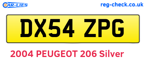 DX54ZPG are the vehicle registration plates.
