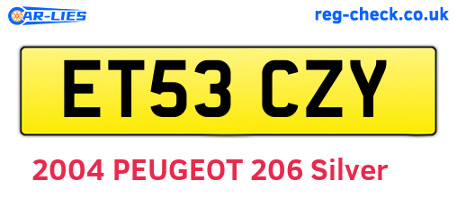 ET53CZY are the vehicle registration plates.