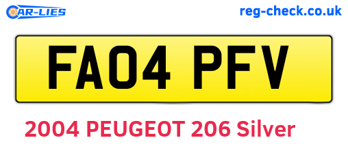 FA04PFV are the vehicle registration plates.