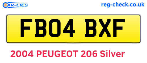 FB04BXF are the vehicle registration plates.