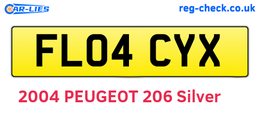 FL04CYX are the vehicle registration plates.