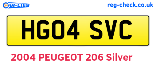 HG04SVC are the vehicle registration plates.