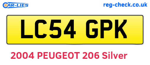 LC54GPK are the vehicle registration plates.