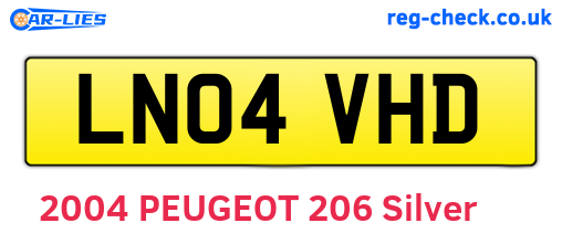 LN04VHD are the vehicle registration plates.