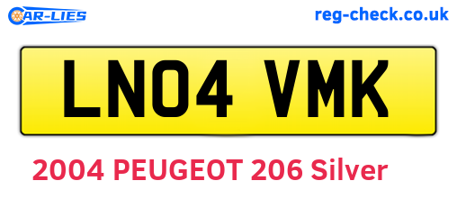 LN04VMK are the vehicle registration plates.