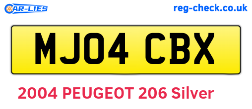 MJ04CBX are the vehicle registration plates.