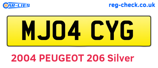 MJ04CYG are the vehicle registration plates.