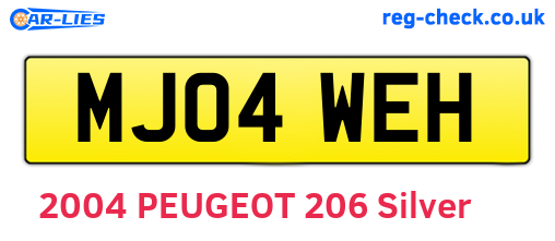 MJ04WEH are the vehicle registration plates.