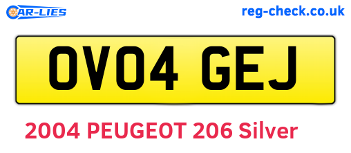 OV04GEJ are the vehicle registration plates.
