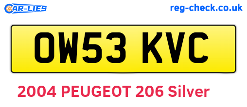 OW53KVC are the vehicle registration plates.