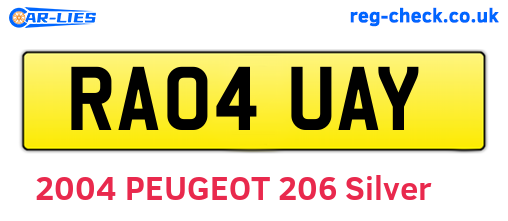 RA04UAY are the vehicle registration plates.