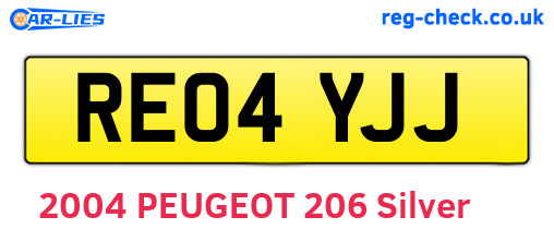 RE04YJJ are the vehicle registration plates.
