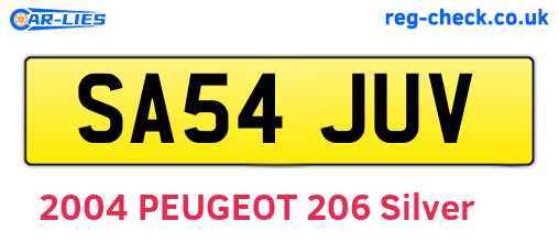 SA54JUV are the vehicle registration plates.