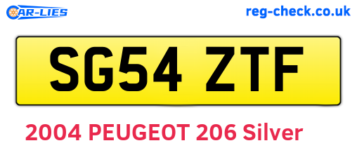SG54ZTF are the vehicle registration plates.