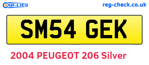 SM54GEK are the vehicle registration plates.