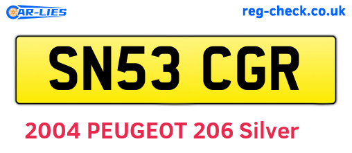SN53CGR are the vehicle registration plates.