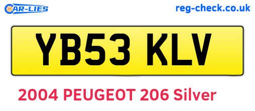 YB53KLV are the vehicle registration plates.