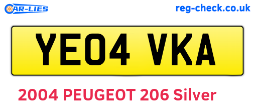 YE04VKA are the vehicle registration plates.