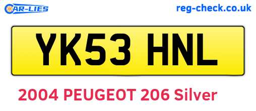 YK53HNL are the vehicle registration plates.