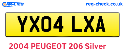 YX04LXA are the vehicle registration plates.