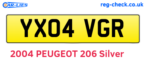 YX04VGR are the vehicle registration plates.