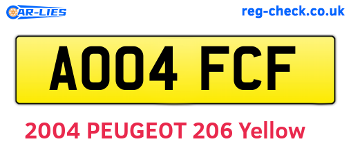 AO04FCF are the vehicle registration plates.