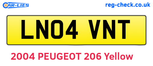 LN04VNT are the vehicle registration plates.