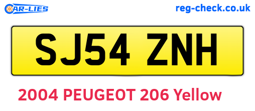 SJ54ZNH are the vehicle registration plates.