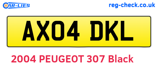 AX04DKL are the vehicle registration plates.