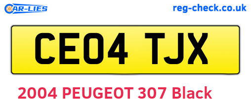 CE04TJX are the vehicle registration plates.