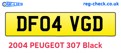 DF04VGD are the vehicle registration plates.