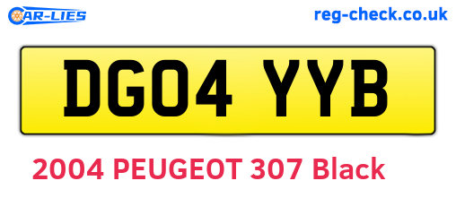 DG04YYB are the vehicle registration plates.