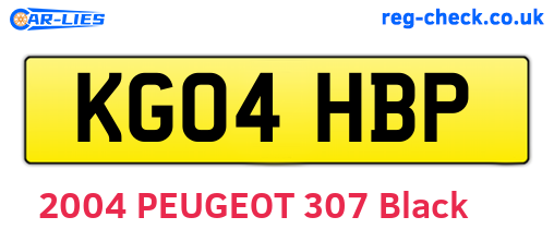 KG04HBP are the vehicle registration plates.