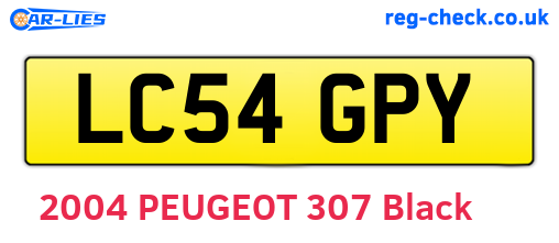 LC54GPY are the vehicle registration plates.