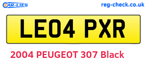 LE04PXR are the vehicle registration plates.